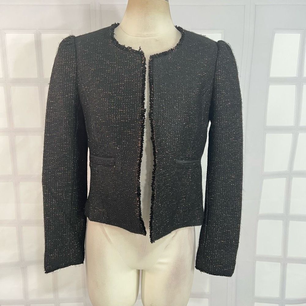 Joe’s black tweed bronze metallic Frey hem jacket size medium